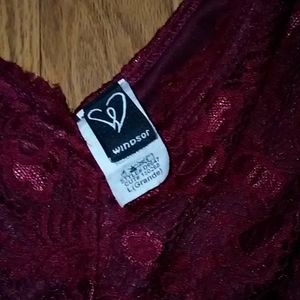 Burgundy Lace Floor Length Dress